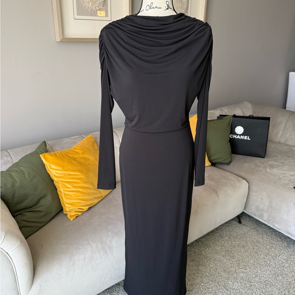 Zara Black Long Sleeve Draped Dress - Picture 2 of 7